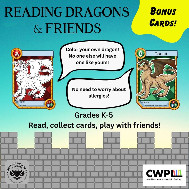 Bonus Reading Dragons and Friends for the 2025-2026 school year Bonus cards for Reading Dragons and Friends